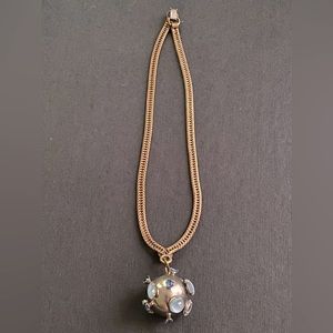 Vintage Multi Gem Copper orb necklace with blue CRYSTAL SAPPHIRE Unisex 1920s